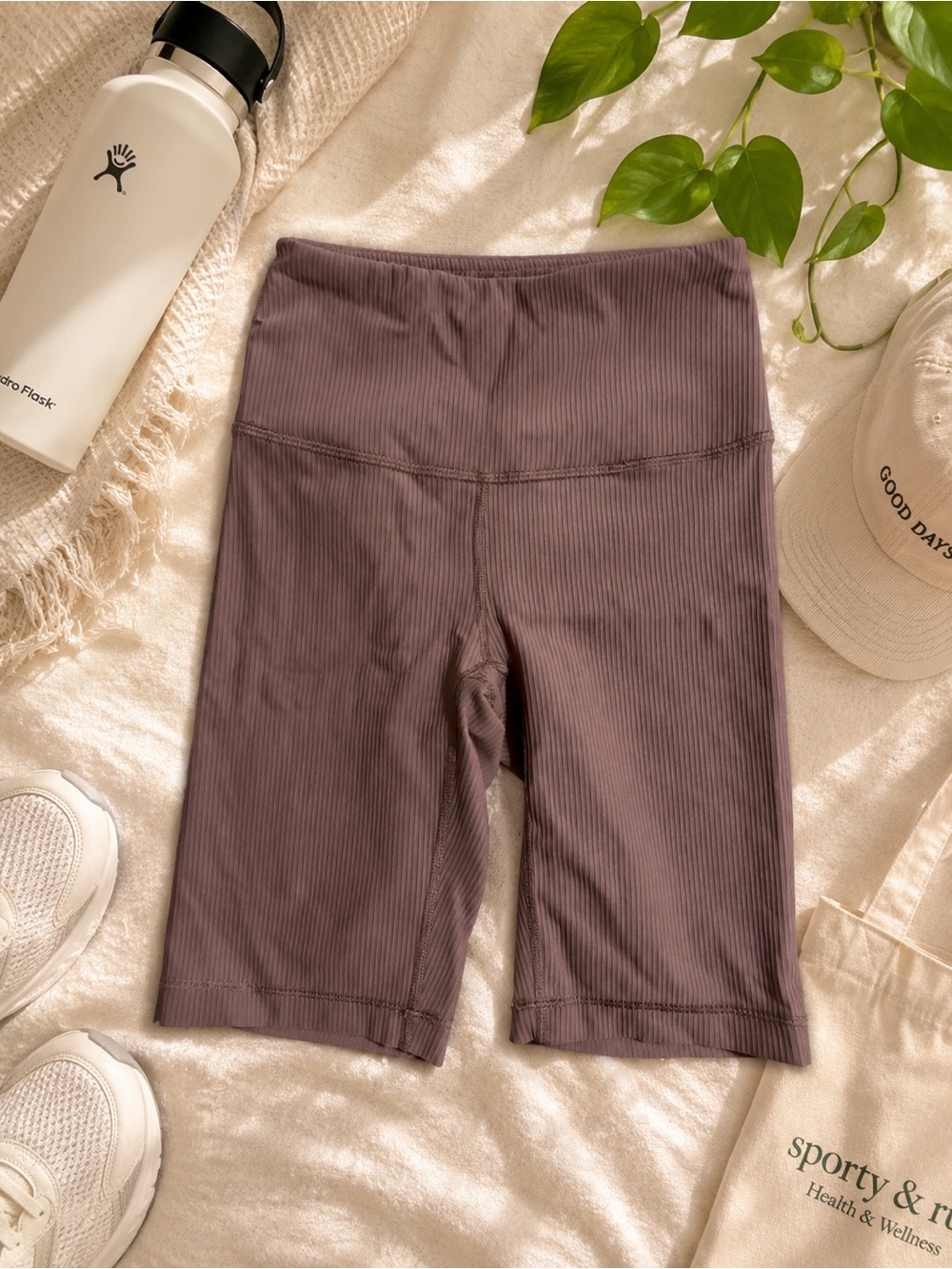 90 degree by reflex ribbed biker shorts | mauve